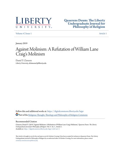 Against Molinism. A Refutation of William Lane Craigs Molinism | PDF | Free Will | Philosophical ...