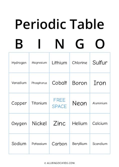 Periodic Table Bingo