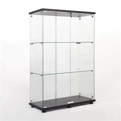 Buy Yoluckea 3 Shelves Glass Cabinet with 2 Doors, Floor Standing Clear ...