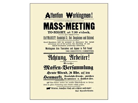 Haymarket Affair Poster 1886 8x10 Facsimile of the First - Etsy