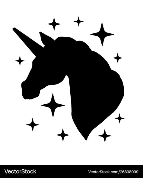 Black silhouette unicorn head Royalty Free Vector Image