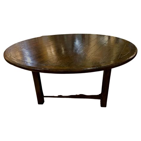 Large, Rustic Oak Round Dining Table For Sale at 1stDibs