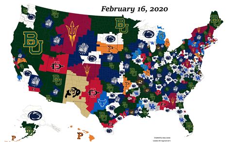 College Basketball Imperialism Map (February 16, 2020) : r/CollegeBasketball