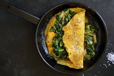 Healthy Spinach Omelet with Cottage Cheese Stock Photo - Image of ...