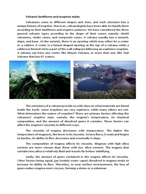 Types of Volcanic Lanforms Printable Worksheet - EnglishBix - Worksheets Library