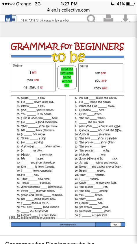 English Basic Grammar Worksheets