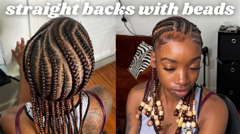 Straight back braids with beads . What braiding gel to use . - YouTube