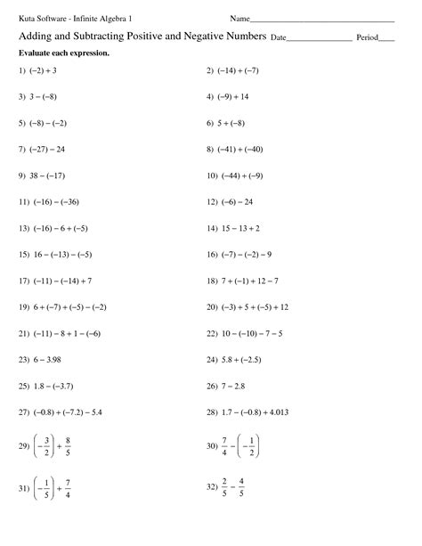 Positive And Negative Numbers Worksheets Printable - Printable Worksheets