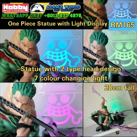 One Piece Statue Roronoa Zoro with Light Display Box Rainbow Colours ...