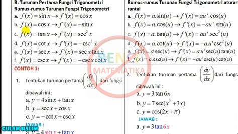 Contoh Turunan Fungsi Trigonometri – Ilmu