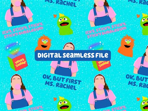 Ms. Rachel Mix, Blue Seamless Pattern. Digital File for Use on Fabric, Kids Clothing, Wallpaper ...