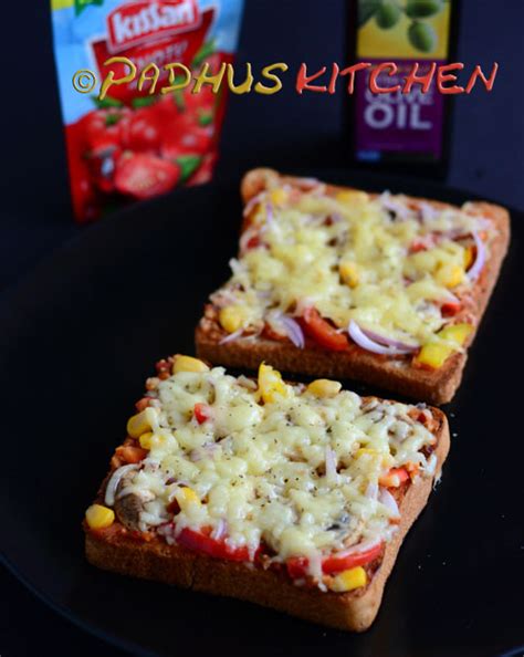 Bread Pizza Recipe-Quick Bread Pizza on Tawa and Oven | Padhuskitchen