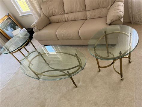 LOT 70X: MCM Hollywood Regency Styled Brass & Glass Coffee Table and ...