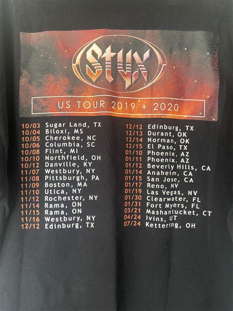 Styx T Shirt Concert Tee The Mission Tour Mens 2XL 2019+2020 Classic ...