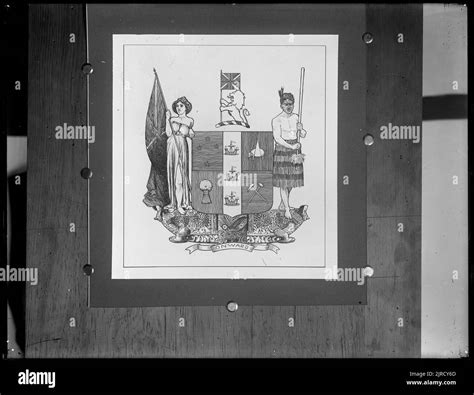 New Zealand Coat of Arms, 1904 - 1906, by James McDonald Stock Photo ...