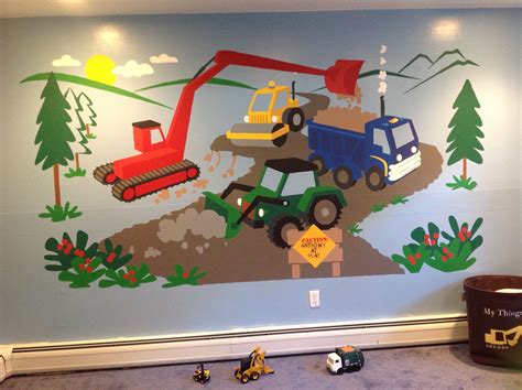 Pin by Corey Thomas on Kids Rooms in 2021 | Mural, Big boy room, Construction bedroom