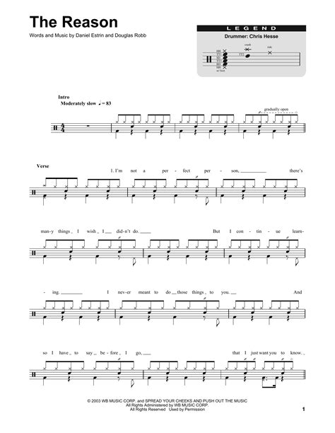 The Reason sheet music by Hoobastank (Drums Transcription – 175182)