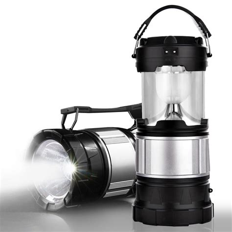 2-in-1 Solar Lantern Rechargeable Flashlight Collapsible LED Lantern for Camping, Hiking ...