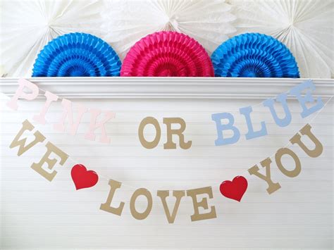 Pink Or Blue We Love You Banner 5 Inch by FreshLemonBlossoms