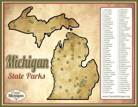 Free Michigan State Park Checklist Map – Camp Michigan