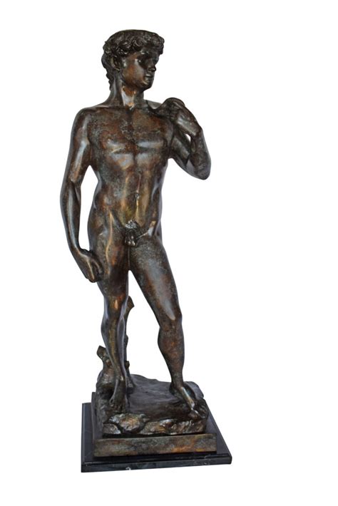 David by Michelangelo bronze statue replica - Size: 13"L x 10"W x 36"H ...