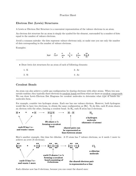 Lewis Dot Diagram Practice Worksheet - Printable And Enjoyable Learning