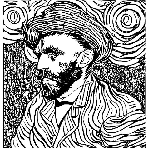 Vincent Van Gogh Coloring Page · Creative Fabrica