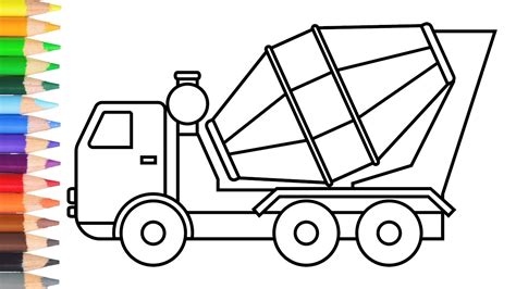 How to draw a mixing truck very easy learn drawing step by step with draw easy - YouTube