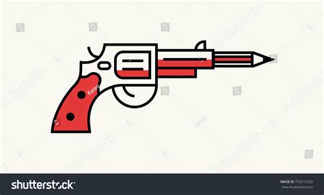 Pistol Gun Shooting Pencil Vector Illustration Stock Vector (Royalty Free) 753215320 | Shutterstock