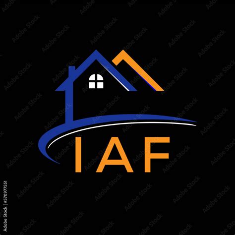 IAF house logo, letter logo. IAF blue image on black background and ...