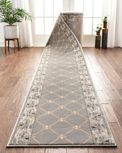 Fleur De Lis Custom Size Runner Traditional Grey Choose Your Width x Choose Your Length Hallway ...