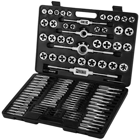 VEVOR Tap and Dies Set 110 Pieces Tap Die Set Both SAE inch and Metric Sizes Included Tungsten ...