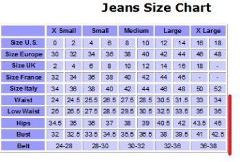 Jean Size Chart