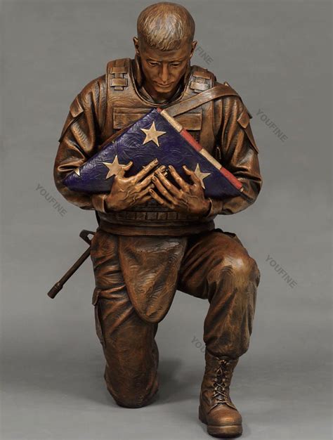 Life size military soldier statues hold flags for sale- custom bronze memorial statue|bronze ...