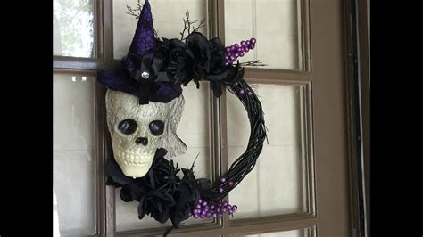 DOLLAR TREE DIY | Halloween Skull Wreath Tutorial | 2016 - YouTube