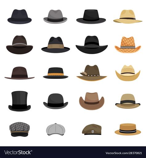 Different male hats Royalty Free Vector Image - VectorStock