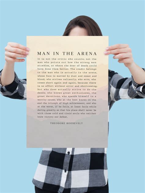 Theodore Roosevelt's The Man in the Arena Motivational Poster - Yaihey