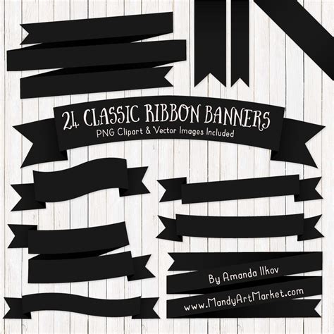 Black Ribbon Banner Clipart 1 – Mandy Art Market