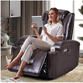 Comfortable Recliner with USB Port and Cup Holder