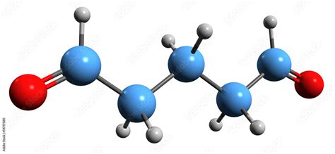 3D image of Glutaraldehyde skeletal formula - molecular chemical ...