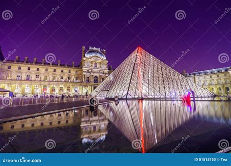 The Louvre Palace and the Pyramid Editorial Image - Image of evening, european: 51515150