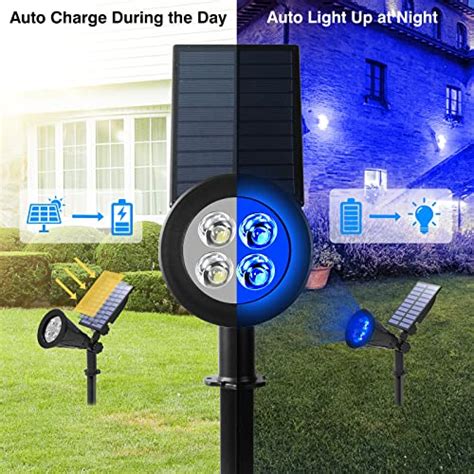 Snapklik.com : T-SUN Blue Solar Spotlights, 4LEDs Solar Spotlights Waterproof Outdoor, Auto ON ...