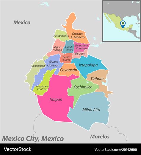 Map mexico city Royalty Free Vector Image - VectorStock