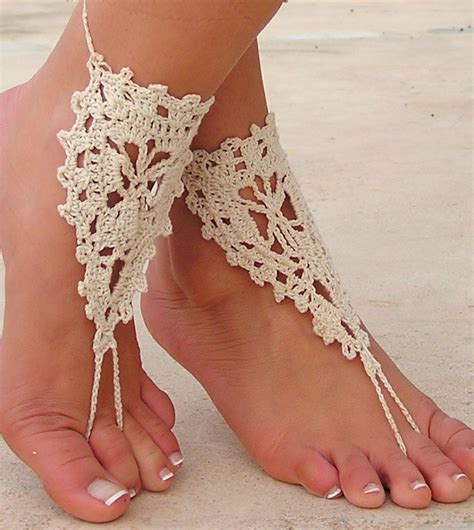 barefoot sandals, barefoot sandles, jewelry for the foot: Ivory crochet sandals wedding sandals ...