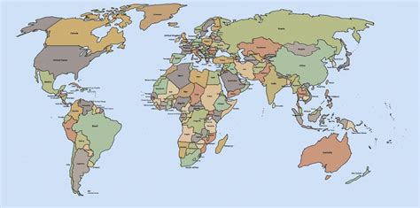 Labeled World Map Printable