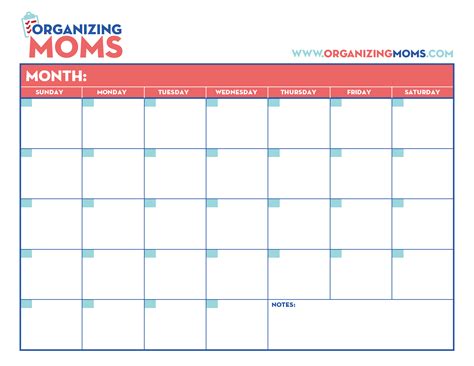 Customizable Calendar. Free Printable from Organizing Moms. - Organizing Moms