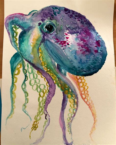 Colorful Octopus Watercolor painting by Stefanie Miller | Octopus art, Watercolor paintings ...