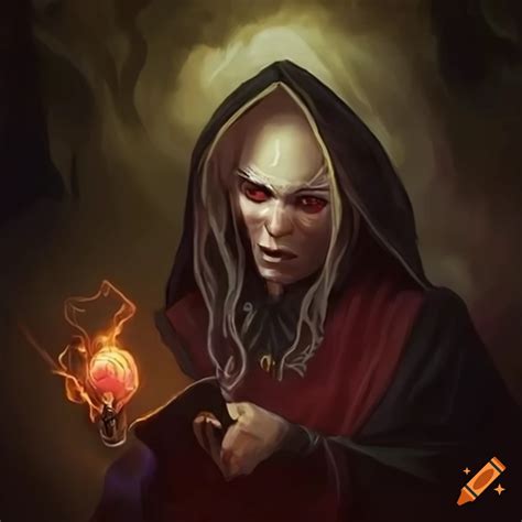 Dark fantasy art of magician casting a spell on Craiyon