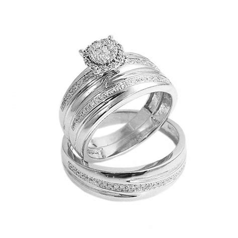 Trio de anillo de matrimonio en oro blanco | Anillo de matrimonio, Matrimonio, Boda