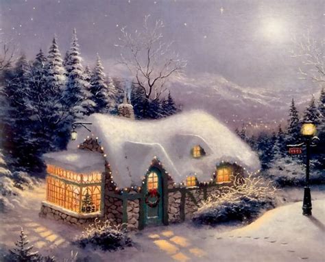 Silent Night by Thomas Kinkade | Thomas kinkade paintings, Thomas kinkade art, Kinkade paintings